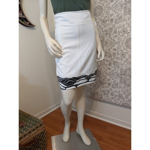 Save the Queen White Black Graphic Logo Mini Skirt